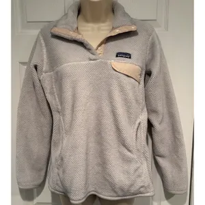 Patagonia Womens Re-Tool Snap-T‎ Polartec Fleece Pullover Jacket Beige Medium thumbnail 2