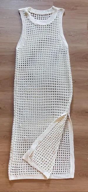 Shade&Shore Women's M Crochet Cover Up Midi Dress White, Boho, Cottage, Summer thumbnail 1