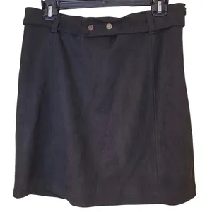 Haute Monde Faux Suede Dark Brown Belted Mini Skirt - Size XL thumbnail 1