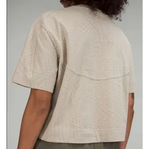 Lululemon Heavyweight Cotton T-Shirt Gradiating Grid Raw Linen Multi Size 8 thumbnail 3