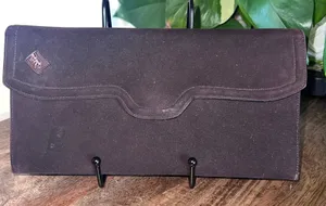 Dominic Romano Suede‎ Clutch Bag Evening Purse Party Elegant Brown thumbnail 1