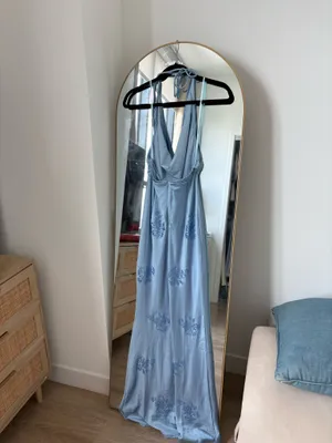 RUNAWAY THE LABEL Blue satin dress thumbnail 3