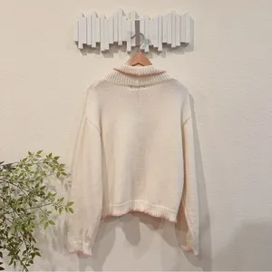 Jacquie The Label Tarrah Cable Knit Toggle Button Cream Cardigan Pink Trim thumbnail 5