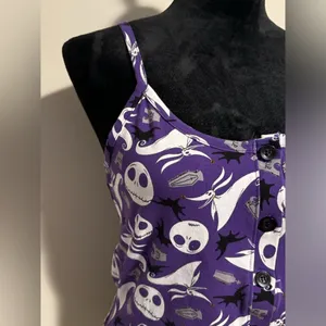 NWOT Disney Nightmare Before Christmas Purple and White Button Down Tank size m thumbnail 2