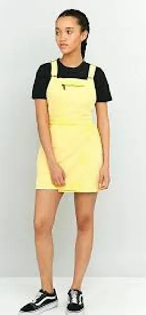 URBAN OUTFITTERS BDG Jessy Pinafore Overall Mini Dress Yellow Size 2 thumbnail 1