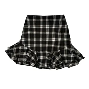 Design Lab Plaid Ruffle Hem Mini Skirt Black White Size Small Dark Academia Y2K thumbnail 2