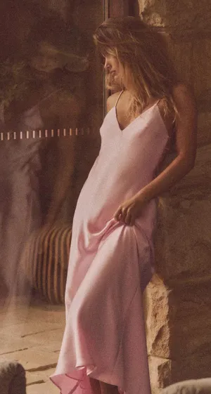 Zara Pink Satin Slip maxi Dress evening party cocktail wedding thumbnail 7