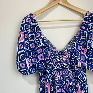 Tash + Sophie Maxi‎ Dress L NWT Puff Sleeve Boho Print Smocked Waist Cottagecore thumbnail 4