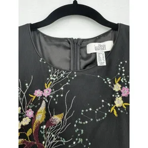 Belle Badgley Mischka Embroidered Sequin Floral Mesh Dress Size 8 Cocktail Party thumbnail 3
