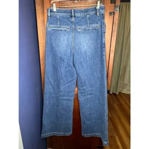 Ann Taylor High Rise Wide Leg Crop Jeans Trouser Denim Dark Wash Preppy Luxe 8 thumbnail 5