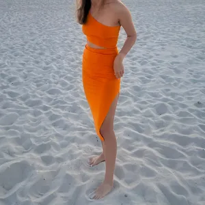 Amazon Orange midi one shoulder dress thumbnail 2