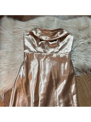 BIRDY GREY Mia Shiny Satin Strapless Maxi Dress In Gold thumbnail 5