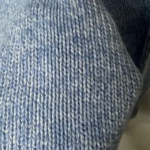 L.L. Bean womens V-Neck crochet Blue Sweater 100% cotton size small thumbnail 2