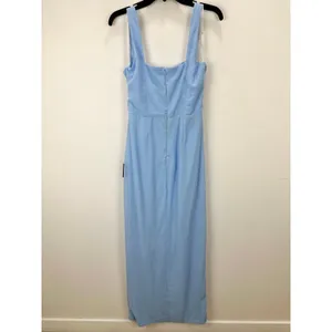 Lulus Glamorous Disposition Light Blue Ruched Maxi Dress Formal Long Medium NWT thumbnail 10