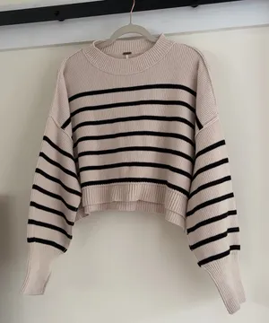 Free People Crop Easy Street Sweater striped thumbnail 1