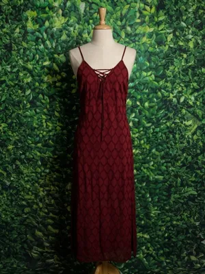 BAND OF THE FREE Lila Burgundy Autumn Slit Midi Dress Sleeveless Boho Medium thumbnail 3