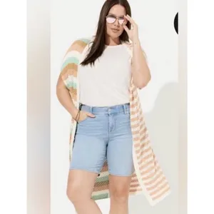 Torrid Long Open-Knit Cardigan Sweater Striped Multicolor Size 1X/2X Pastels thumbnail 7