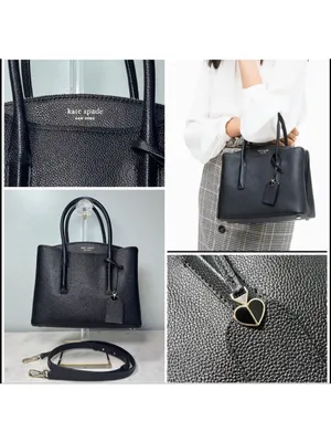 Kate Spade Black Leather Margaux Satchel Tote with Crossbody Strap thumbnail 2