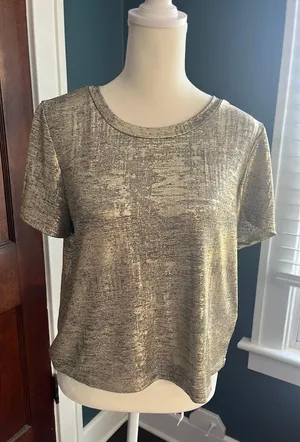 Honey Punch Pale Gold Short Sleeve Top thumbnail 1