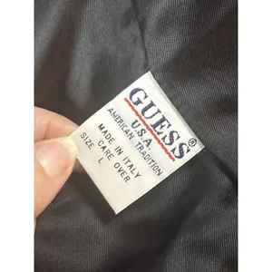 Guess Jeans Glamour faux fur Glam black statement‎ coat Y2K Women’s L Italy thumbnail 5