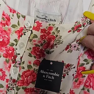 NWT Abercrombie & Fitch summer tea rose floral spagetti strap adjustable dress L thumbnail 4