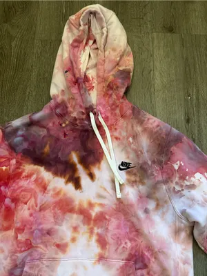 Nike Tie-Dye Hoodie - Pink, Purple & Coral Wash thumbnail 8