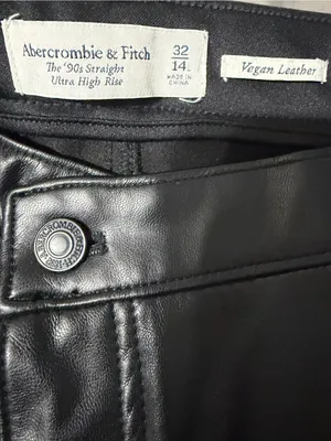 Abercrombie & fitch the 90’s straight ultra high-rise vegan leather size 32 14 thumbnail 3