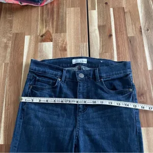 LOFT modern skinny jeans dark wash button hem thumbnail 9