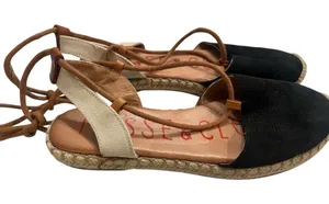 Musse & Cloud Suede Size 8 Lace Up Ankle Espadrille Sandals Black Resort thumbnail 1