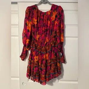 Farm Rio Tropical Derby Dress Bohemian‎ Floral Orange Pink Fairy Whimsical thumbnail 5