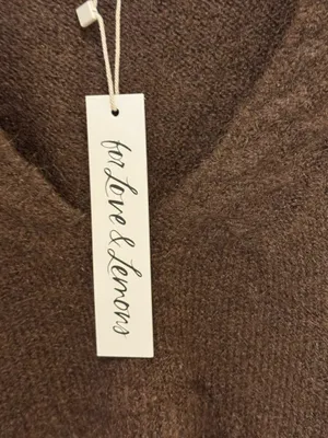 For Love And Lemons Brown Cropped V-Neck Sweater thumbnail 3