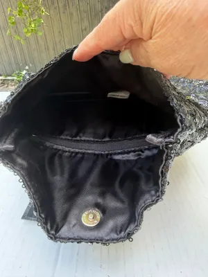 Victoria’s Secret Black Sequin Clutch Cosmetic Bag NWT Give Me VS Evening Pouch thumbnail 4