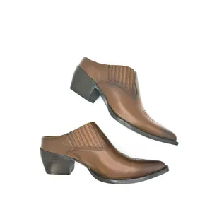 Frye Sacha Brown Leather Western Mule Booties Cowgirl Shoes Size 7 thumbnail 9