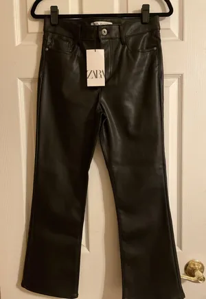 ZARA Leather Black Pants thumbnail 1