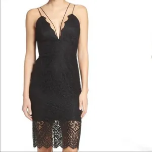 Bardot Women's Sleeveless Laced Floral Scallop Strappy Black Midi Dress Size 4 thumbnail 3