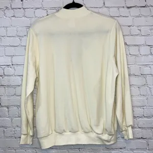 Vintage Southwestern Aztec‎ Sweatshirt Petite Medium Cream Mock Neck Pullover thumbnail 3