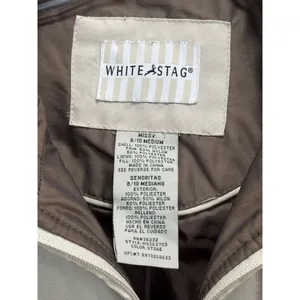 White Stag Cream/Brown Zip Up Quilted Jacket‎ Logo Size M (8-10) Lined Pockets thumbnail 3