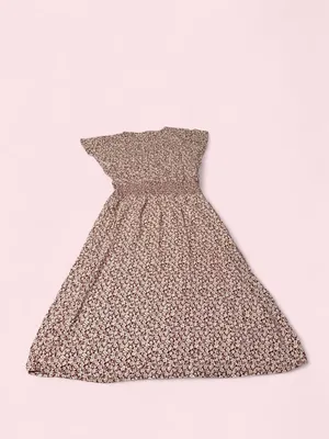Time and Tru Burgundy Floral Midi Dress with Cream Print thumbnail 2