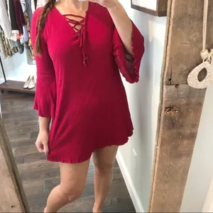 Entro medium fuschia lace up sexy summer dress thumbnail 2