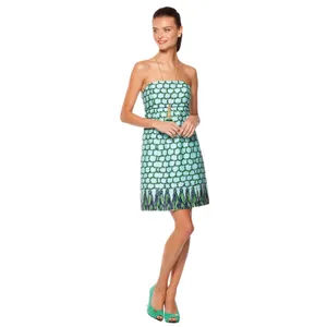 Lilly Pulitzer Bowen Cameo White‎ Macrame Me Print Strapless Dress Size 8 thumbnail 3