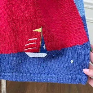 Vintage 90s Quacker Factory Summer Lighthouse Duck Short Sleeve Tunic Sweater XS thumbnail 8