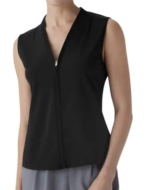 Halara SoftlyZero Airy V Neck Full Zip Sleeveless Cool Touch Blouse Small‎ Black thumbnail 1