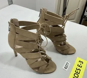 Womans Charles By Charles David Stiletto Sandals 6 M Beige Strappy Open Toe Zip thumbnail 1