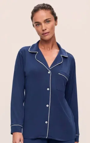 EBERJEY Gisele TENCEL™ Modal Long Sleeve PJ Top, Navy/Ivory, Size M thumbnail 1