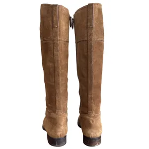 Tory Burch Wembley Suede Riding Boots Tan Tobacco Brown Gold Logo Size 8 thumbnail 3