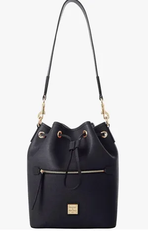 Dooney & Bourke Women's Drawstring in Pebble Grain Leather, Medium Sized Handbag with Drawstring Closure, Black Black thumbnail 1