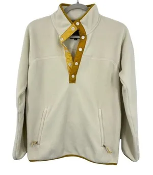 Burton Anouk Fleece Pullover Cream Mustard Yellow Snap Neck Jacket Gorpcore‎ Ski thumbnail 1