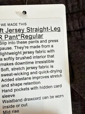 NWT Lululemon Soft Jersey Straight-Leg Mid-Rise Pant size 6 Heathered dark espre thumbnail 10