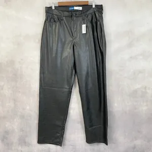 Old Navy OG Loose Faux Leather Pants Women 14 High Rise Straight Edgy Indie Moto thumbnail 15