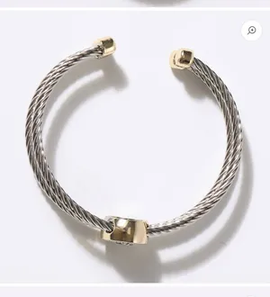 Cross Detail Twisted Double Wire Cuff Bangle Bracelet Silver thumbnail 5